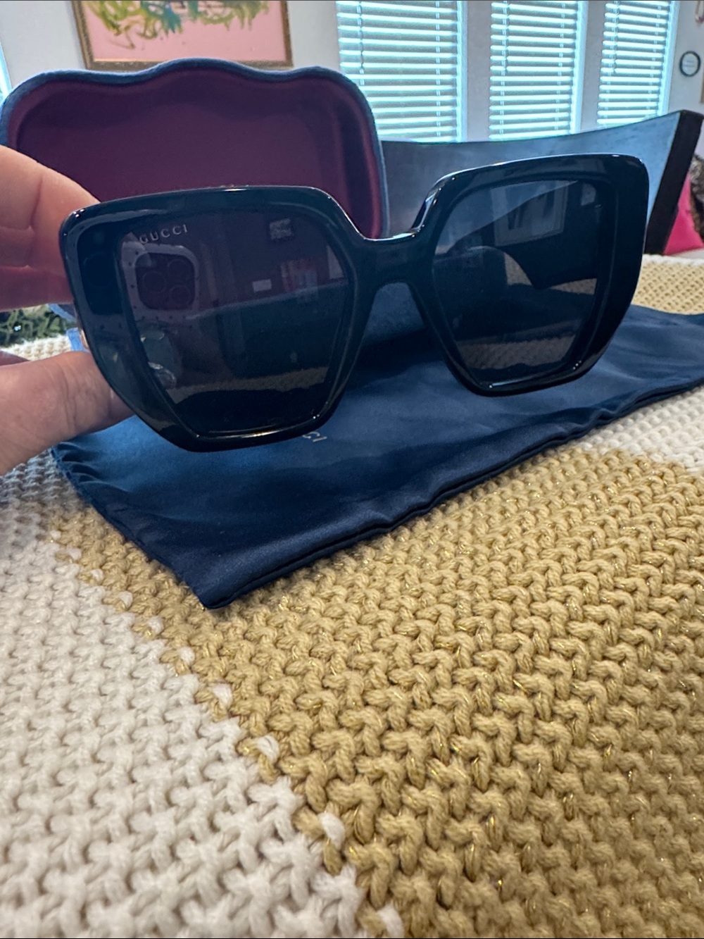 Gucci Black Oversized Square Frame Sunglasses